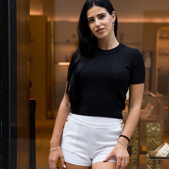 NEW! Monogram Knit T Shirt Top - Black - Picture 4 of 7